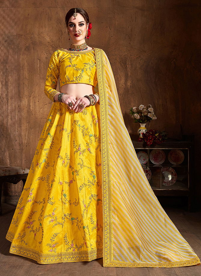 Heavy Silk Wedding Wear Embroidery Work Lehenga Cholis Collection